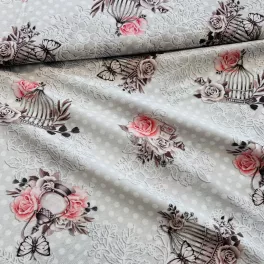   0,7 m EGYBEN KÉRHETŐ H. szürke-fehér pöttyös a. rózsás-kalickás dekortextil