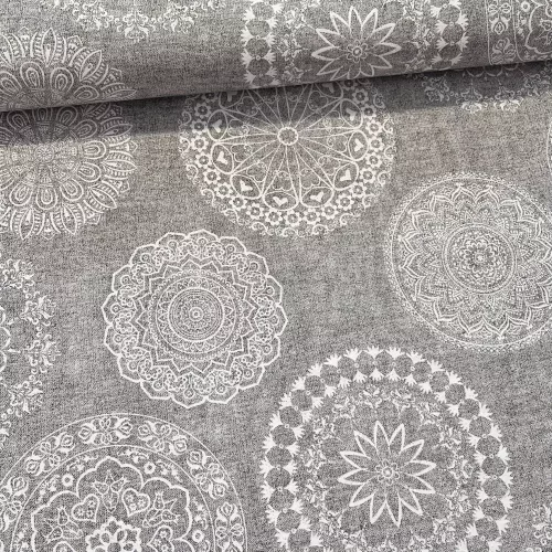 Melíros szürke a. fehér mandalás dekortextil