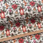 Mécses-mikulásvirág-cukorkás-fenyőágas karácsonyi dekortextil