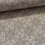 Natúros alapon fehér csempemintás dekortextil (TA)