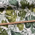 Világos alapon zöld pálmaleveles (háttérben is halványabb levelek) dekortextil (G)