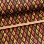 TOP TERMÉK: Barna alapon zöld-sárga-rózsaszín leveles őszies dekortextil