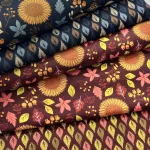 TOP TERMÉK: Barna alapon zöld-sárga-rózsaszín leveles őszies dekortextil
