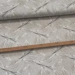 Natúr alapon bézs-fehér leveles dekortextil (TH)