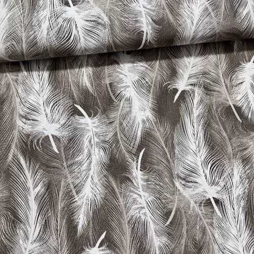 0,49 m EGYBEN KÉRHETŐ Barnás alapon fehér tollas dekortextil