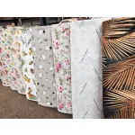 Natúr alapon rózsaszín rózsás-indás dekortextil