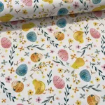 PRÉMIUM: Színes húsvéti tojásos, kiscsibés dekortextil (digitálisan nyomott)