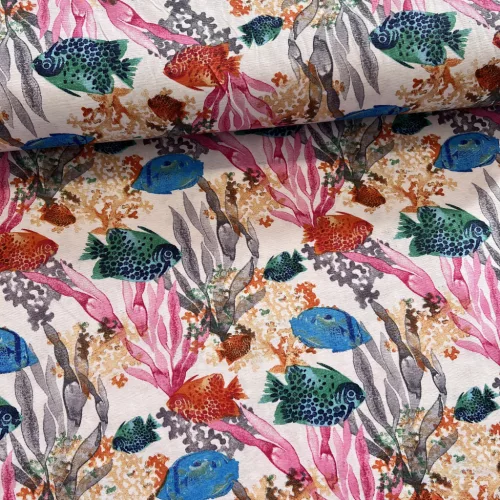 Trópusi halak a korallok között dekortextil