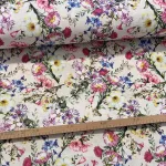 Natúr alapon színes vadvirágos dekortextil