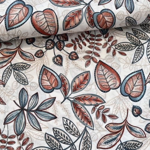 Ekrü a. kékes-terrás leveles dekortextil