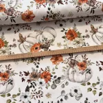 Fehér a. fehér őszi dísztökök virágokkal dekortextil (digitálisan nyomott)