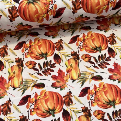 Őszi faleveles-sütőtökös dekortextil (digitálisan nyomott)