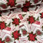 Üvegcsékben mikulásvirágos-hógömbös karácsonyi dekortextil (TH)