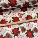 Üvegcsékben mikulásvirágos-hógömbös karácsonyi dekortextil (TH)