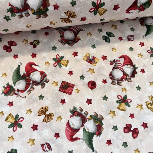 Szakállas manók csillagos háttérrel karácsonyi dekortextil (TH)