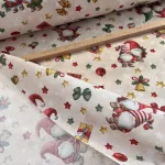 Szakállas manók csillagos háttérrel karácsonyi dekortextil (TH)