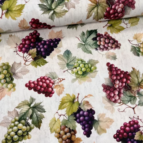 Szőlő fürtös őszi dekortextil (digitálisan nyomott)
