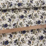 Kék-fehér virágos dekortextil (A)