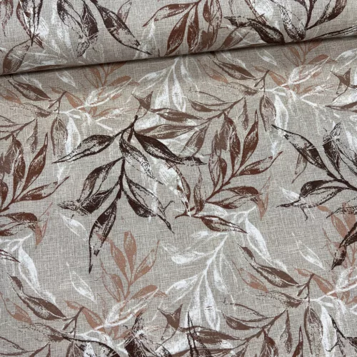 Natúros a. barna-bézs-fehér ágas-leveles dekortextil (A)