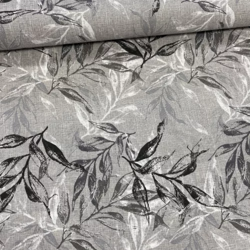 Szürkés a. szürke-fehér ágas-leveles dekortextil (A)