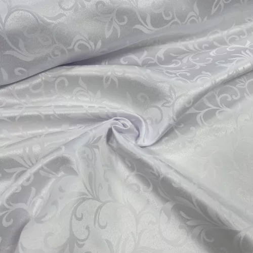 Fehér jacquard inda mintás abrosz/dekor anyag