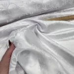 Fehér jacquard inda mintás abrosz/dekor anyag