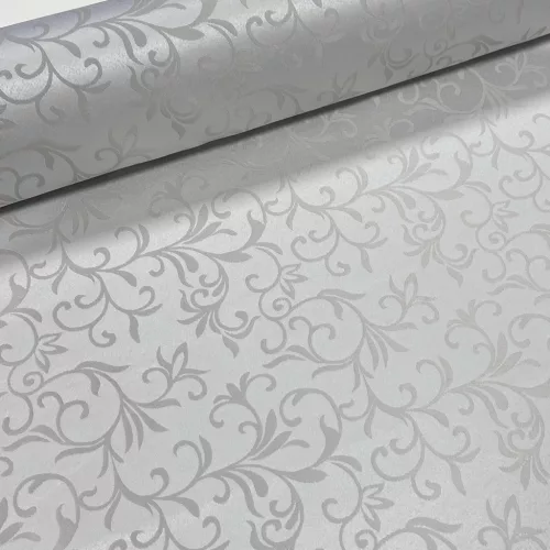 Ezüst szürke jacquard inda mintás abrosz/dekor anyag