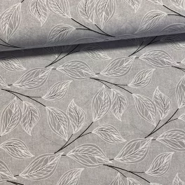   1,3 m EGYBEN KÉRHETŐ Szürké melíros alapon szürke leveles dekortextil (TH)