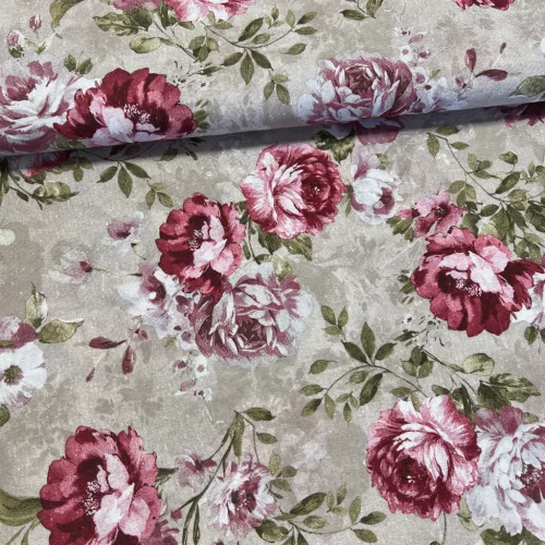 0,51 m EGYBEN KÉRHETŐ Natúr alapon romantikus rózsakert dekortextil (A)