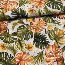   0,18 m EGYBEN KÉRHETŐ Narancs-zöld pálmaleveles dekortextil (A)