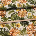 0,18 m EGYBEN KÉRHETŐ Narancs-zöld pálmaleveles dekortextil (A)