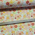 Kedves virágos: Fehér a. narancs-sárga dekortextil (digitálisan nyomott)