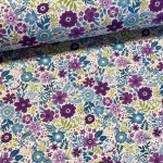 Kedves virágos: Fehér a. lila-kék dekortextil (digitálisan nyomott)