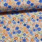 Kedves virágos: Fehér a. NARANCS-KÉK dekortextil (digitálisan nyomott)