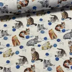 Natúr alapon cicás-gombolyagos dekortextil (digitálisan nyomott)