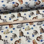 Natúr alapon cicás-gombolyagos dekortextil (digitálisan nyomott)