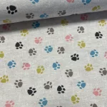 Natúr alapon színes tappancsos dekortextil (digitálisan nyomott)