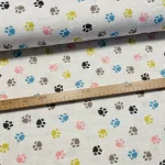 Natúr alapon színes tappancsos dekortextil (digitálisan nyomott)