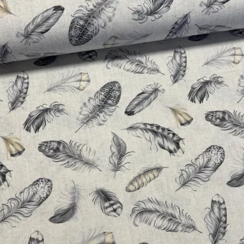 Szürke tollas dekortextil (digitálisan nyomott)