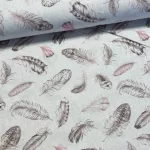 Rózsaszín-barna tollas dekortextil (digitálisan nyomott)