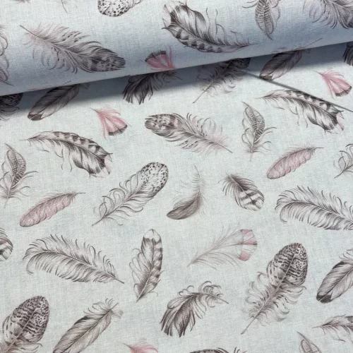 Rózsaszín-barna tollas dekortextil (digitálisan nyomott)