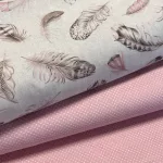 Rózsaszín-barna tollas dekortextil (digitálisan nyomott)