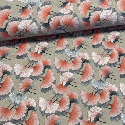 Barack színű ginkgo biloba dekortextil (digitálisan nyomott)