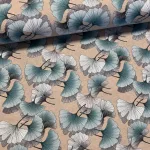 Türkizes színű ginkgo biloba dekortextil (digitálisan nyomott)