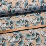 Türkizes színű ginkgo biloba dekortextil (digitálisan nyomott)