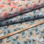 Türkizes színű ginkgo biloba dekortextil (digitálisan nyomott)