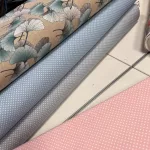 Türkizes színű ginkgo biloba dekortextil (digitálisan nyomott)