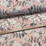 Rózsaszín alapon fehér cseresznyevirágok dekortextil (digitálisan nyomott)