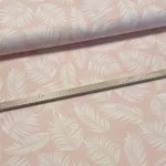 Halvány rózsaszínes-barackos alapon tollas dekortextil (digitálisan nyomott)