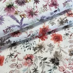 Festett mező: lila-mályvás virágok dekortextil (digitálisan nyomott)